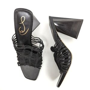 Sam Edelman Women's Black Laurette Triangular Block Heel Mule Sandals Size 1.5